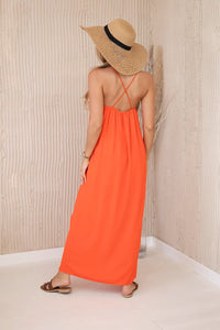 Long dress with straps 6418 / – Orange || Dark цвет / color | Lexline Fashion