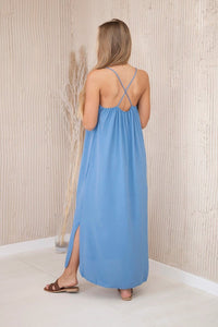 Long dress with straps 6418 / – Orange || Dark цвет / color | Lexline Fashion