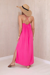 Long dress with straps 6418 / – Pink цвет / color | Lexline Fashion