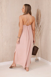 Long dress with straps 6418 / – Powder цвет / color | Lexline Fashion