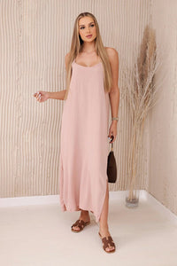 Long dress with straps 6418 / – Powder цвет / color | Lexline Fashion