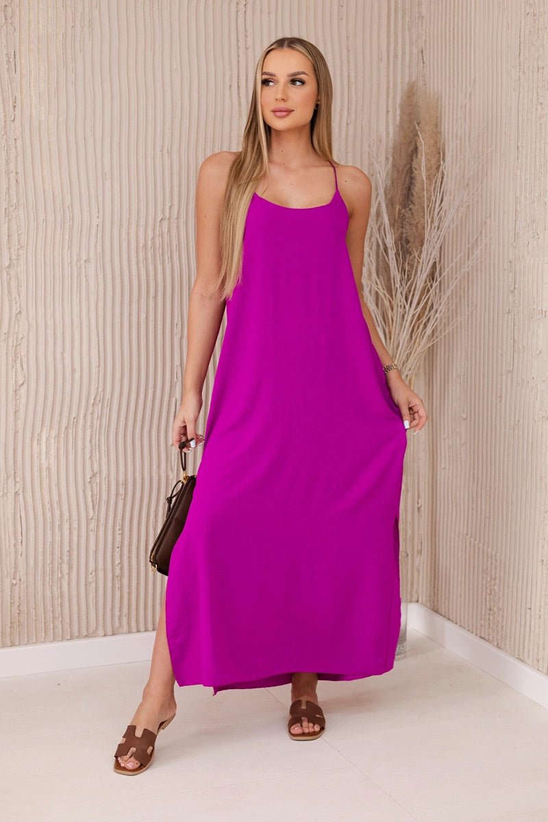 Long dress with straps 6418 / – Purple цвет / color | Lexline Fashion