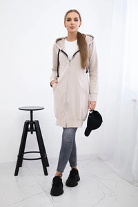 Long hoodie 8924 / – Beige цвет / color | Lexline Fashion