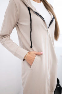 Long hoodie 8924 / – Beige цвет / color | Lexline Fashion