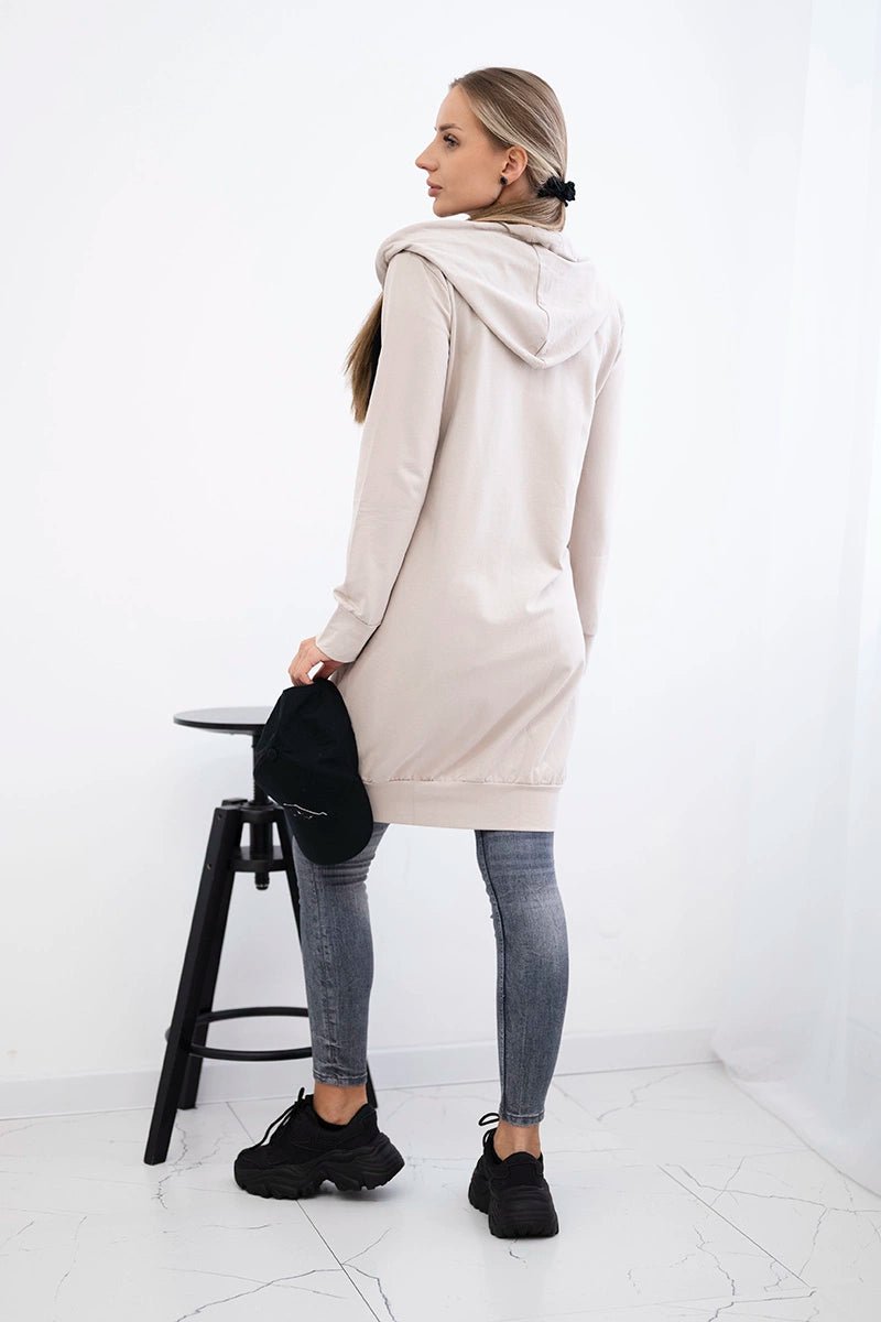 Long hoodie 8924 / – Beige цвет / color | Lexline Fashion