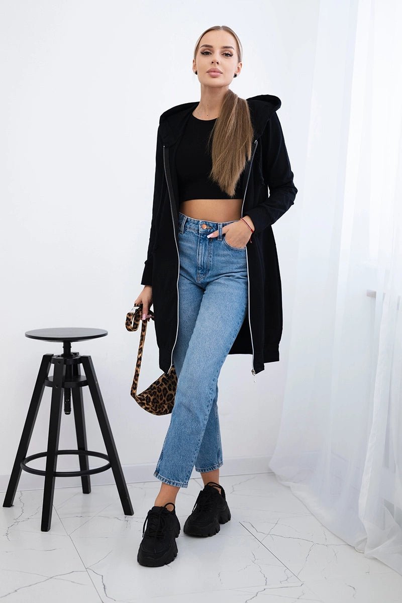 Long hoodie 8924 / – Black цвет / color | Lexline Fashion