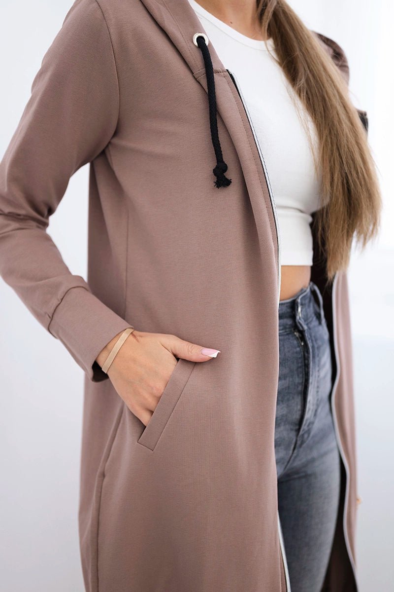 Long hoodie 8924 / – Cappuccino цвет / color | Lexline Fashion