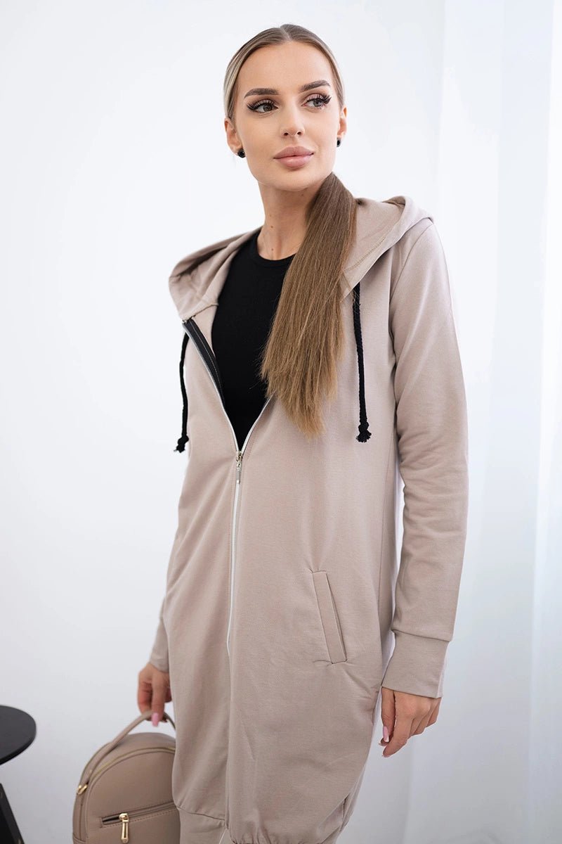 Long hoodie 8924 / – Dark || beige цвет / color | Lexline Fashion