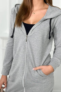 Long hoodie 8924 / – Gray || Melange цвет / color | Lexline Fashion