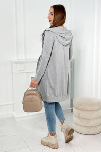Long hoodie 8924 / – Gray || Melange цвет / color | Lexline Fashion