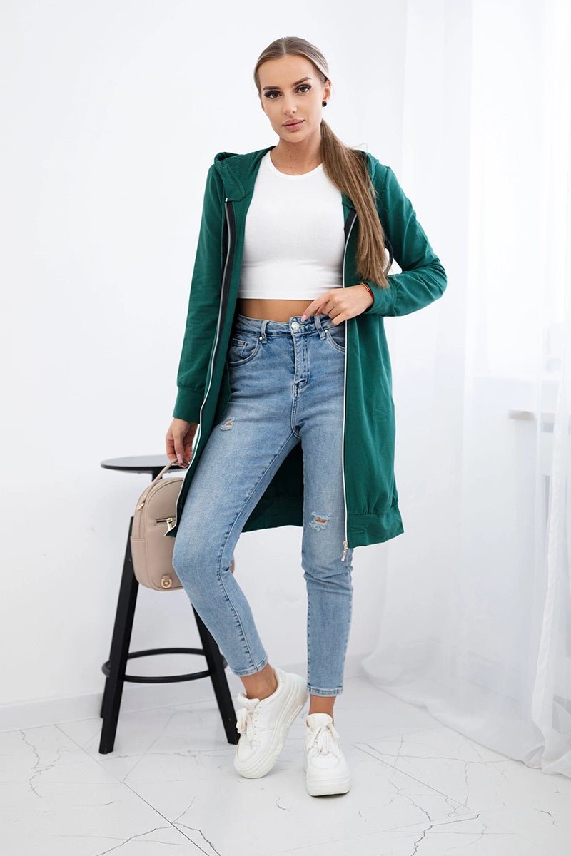 Long hoodie 8924 / – Green || Dark цвет / color | Lexline Fashion