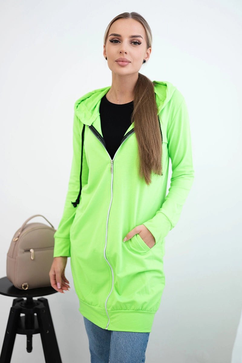 Long hoodie 8924 / – Green || Neon цвет / color | Lexline Fashion