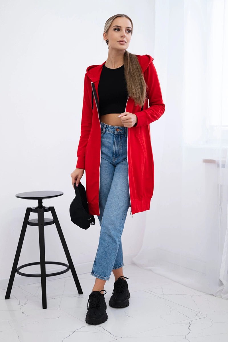 Long hoodie 8924 / – Red цвет / color | Lexline Fashion