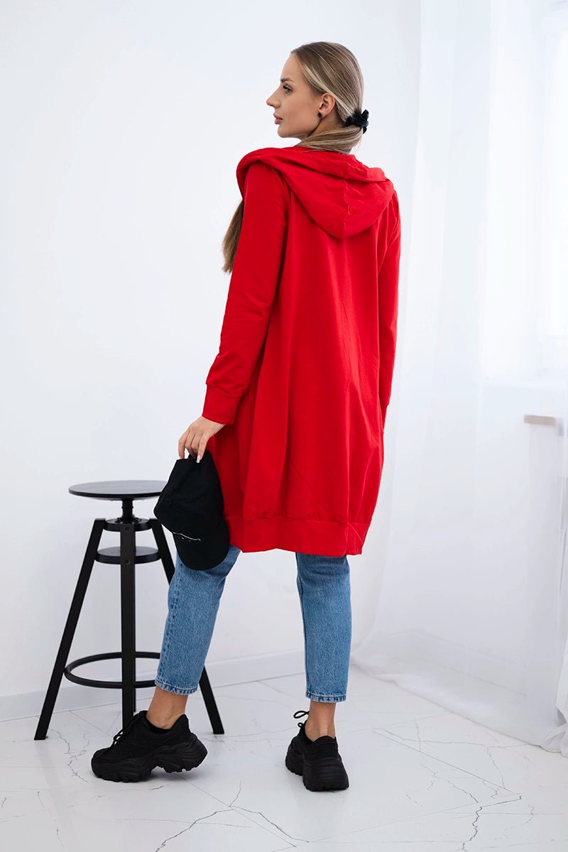 Long hoodie 8924 / – Red цвет / color | Lexline Fashion