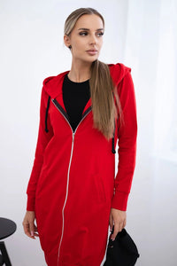 Long hoodie 8924 / – Red цвет / color | Lexline Fashion