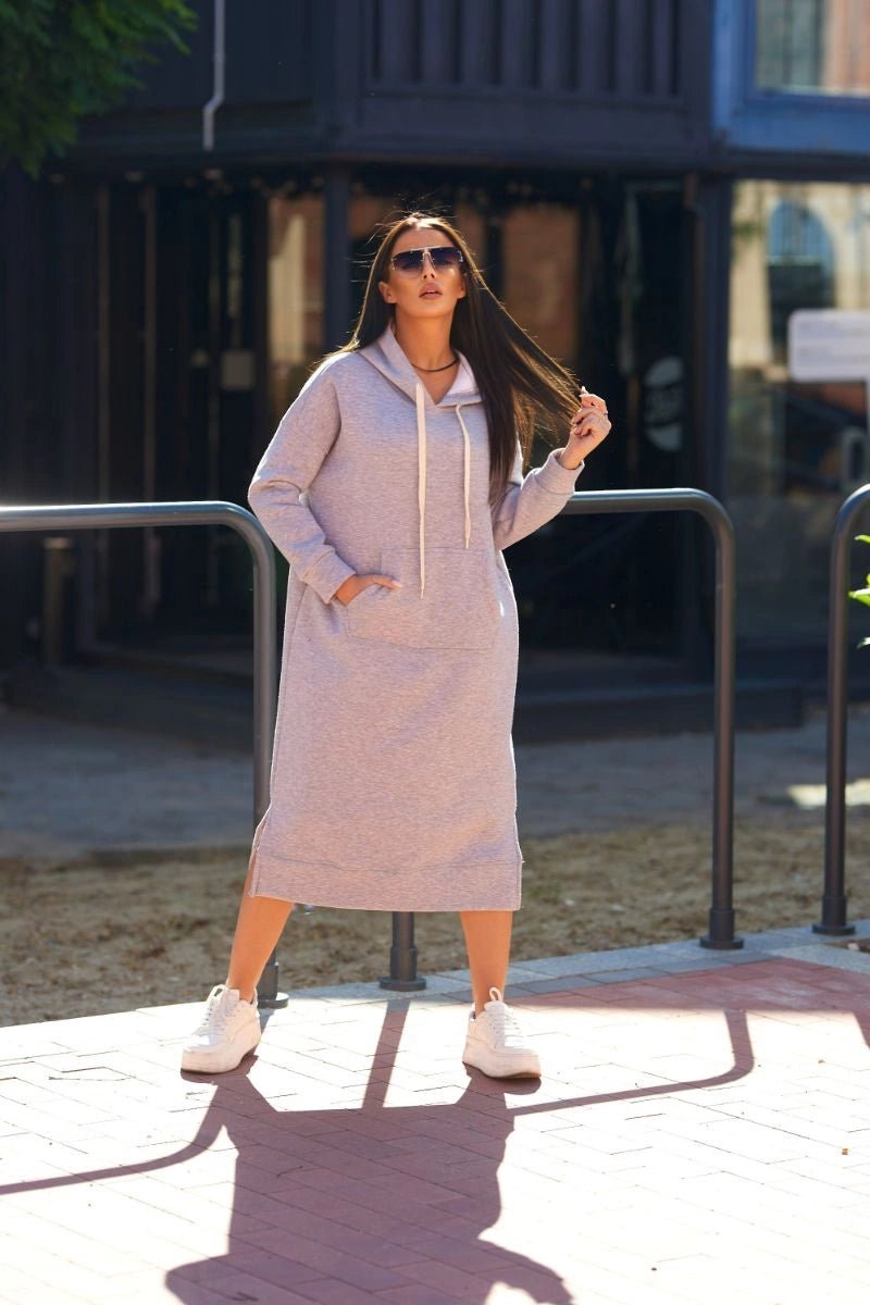 Long hoodie 9623 / – Light || Beige цвет / color | Lexline Fashion