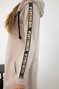 Long hoodie with zipper 8997 / – Beige цвет / color | Lexline Fashion