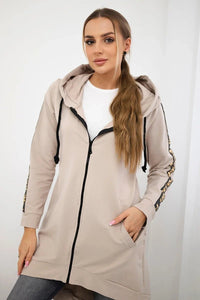 Long hoodie with zipper 8997 / – Beige цвет / color | Lexline Fashion