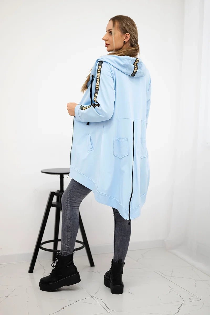 Long hoodie with zipper 8997 / – Blue цвет / color | Lexline Fashion