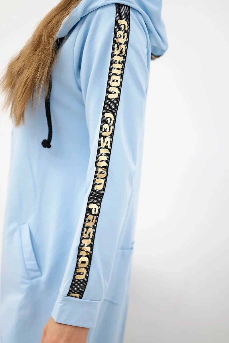 Long hoodie with zipper 8997 / – Blue цвет / color | Lexline Fashion
