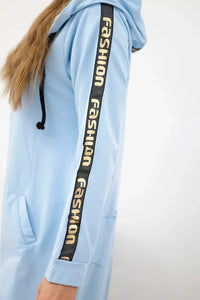 Long hoodie with zipper 8997 / – Blue цвет / color | Lexline Fashion