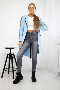 Long hoodie with zipper 8997 / – Blue цвет / color | Lexline Fashion