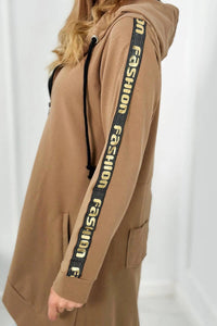Long hoodie with zipper 8997 / – Camel цвет / color | Lexline Fashion