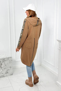 Long hoodie with zipper 8997 / – Camel цвет / color | Lexline Fashion