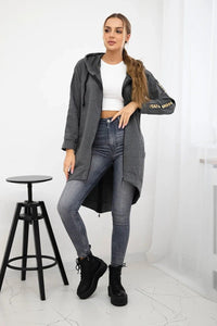 Long hoodie with zipper 8997 / – Graphite || Melange цвет / color | Lexline Fashion