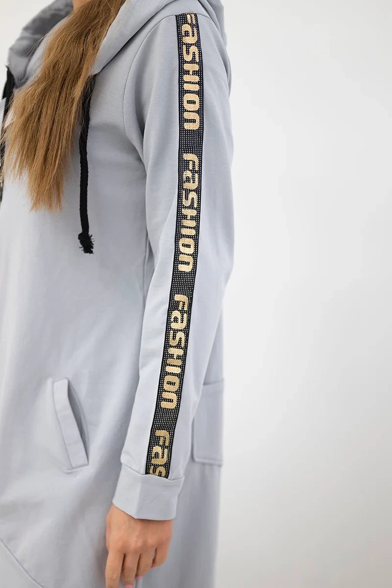 Long hoodie with zipper 8997 / – Gray цвет / color | Lexline Fashion