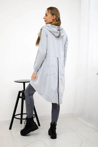 Long hoodie with zipper 8997 / – Gray цвет / color | Lexline Fashion
