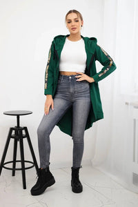 Long hoodie with zipper 8997 / – Green цвет / color | Lexline Fashion