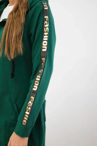Long hoodie with zipper 8997 / – Green цвет / color | Lexline Fashion