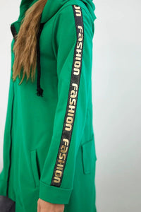 Long hoodie with zipper 8997 / – Green || Light цвет / color | Lexline Fashion