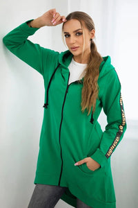 Long hoodie with zipper 8997 / – Green || Light цвет / color | Lexline Fashion