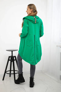 Long hoodie with zipper 8997 / – Green || Light цвет / color | Lexline Fashion