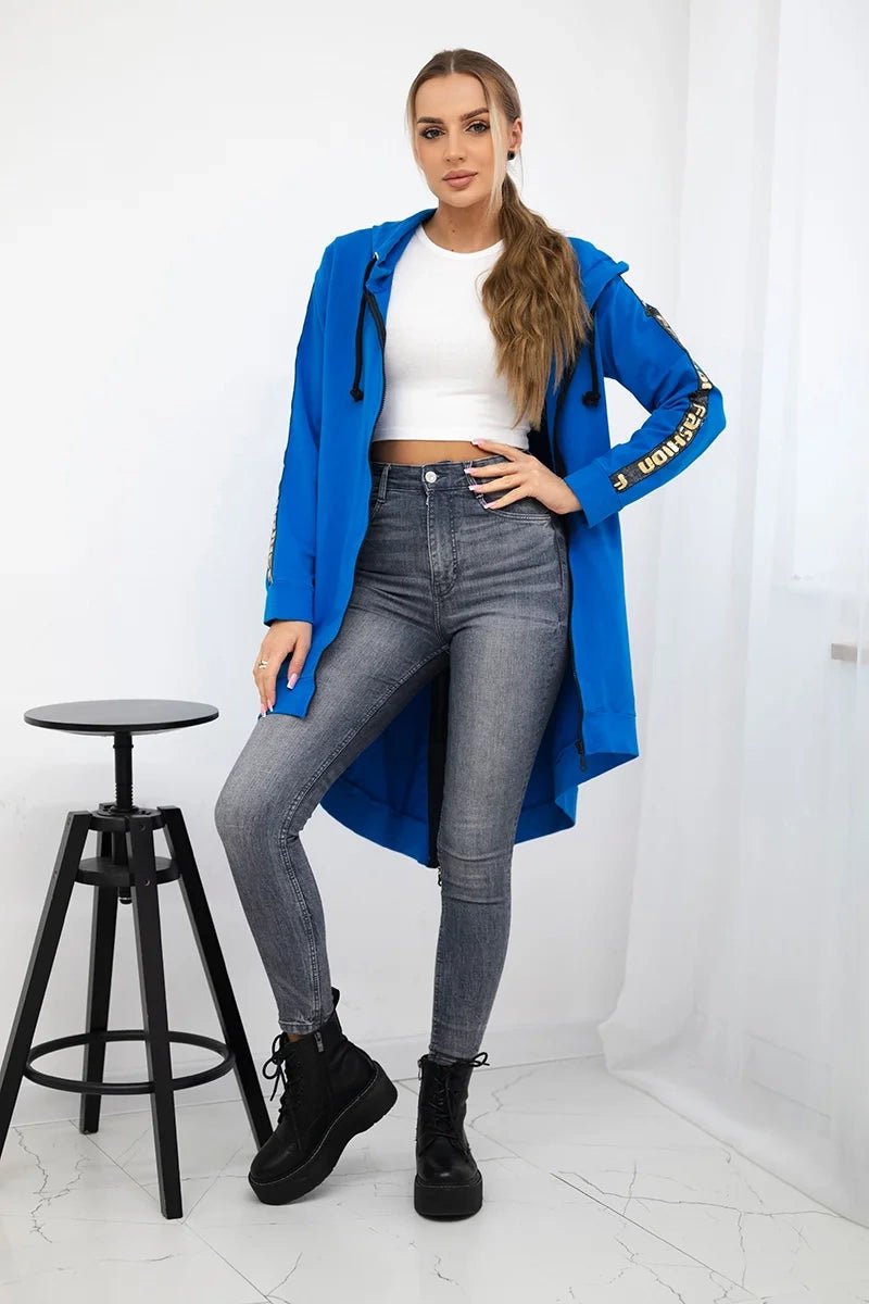 Long hoodie with zipper 8997 / – Jeans цвет / color | Lexline Fashion
