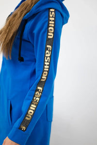 Long hoodie with zipper 8997 / – Jeans цвет / color | Lexline Fashion