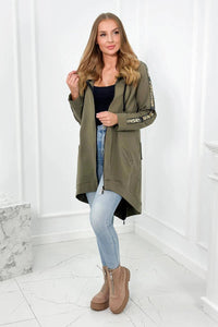 Long hoodie with zipper 8997 / – Khaki цвет / color | Lexline Fashion
