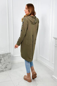 Long hoodie with zipper 8997 / – Khaki цвет / color | Lexline Fashion