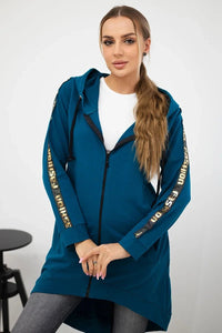 Long hoodie with zipper 8997 / – Marine цвет / color | Lexline Fashion