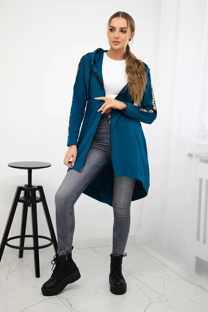 Long hoodie with zipper 8997 / – Marine цвет / color | Lexline Fashion