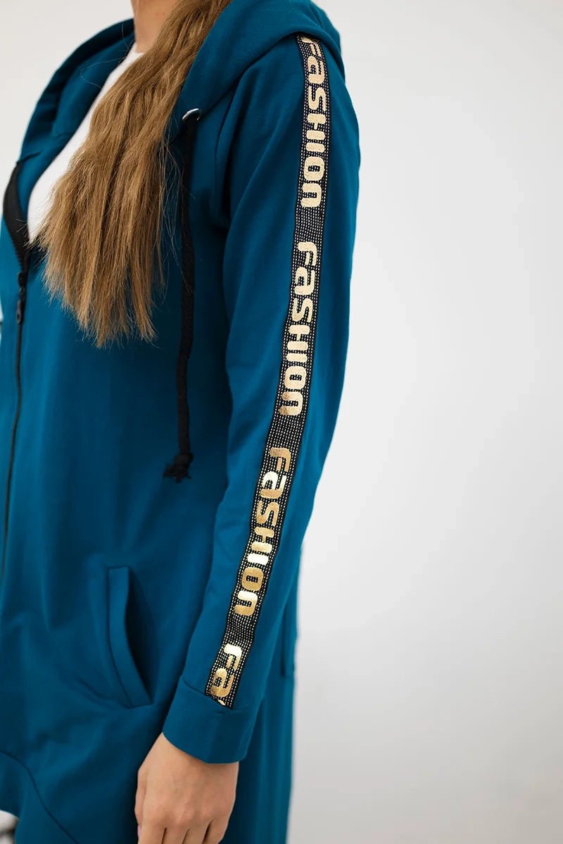 Long hoodie with zipper 8997 / – Marine цвет / color | Lexline Fashion