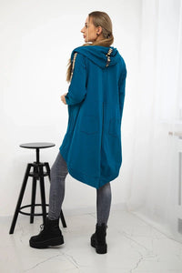 Long hoodie with zipper 8997 / – Marine цвет / color | Lexline Fashion