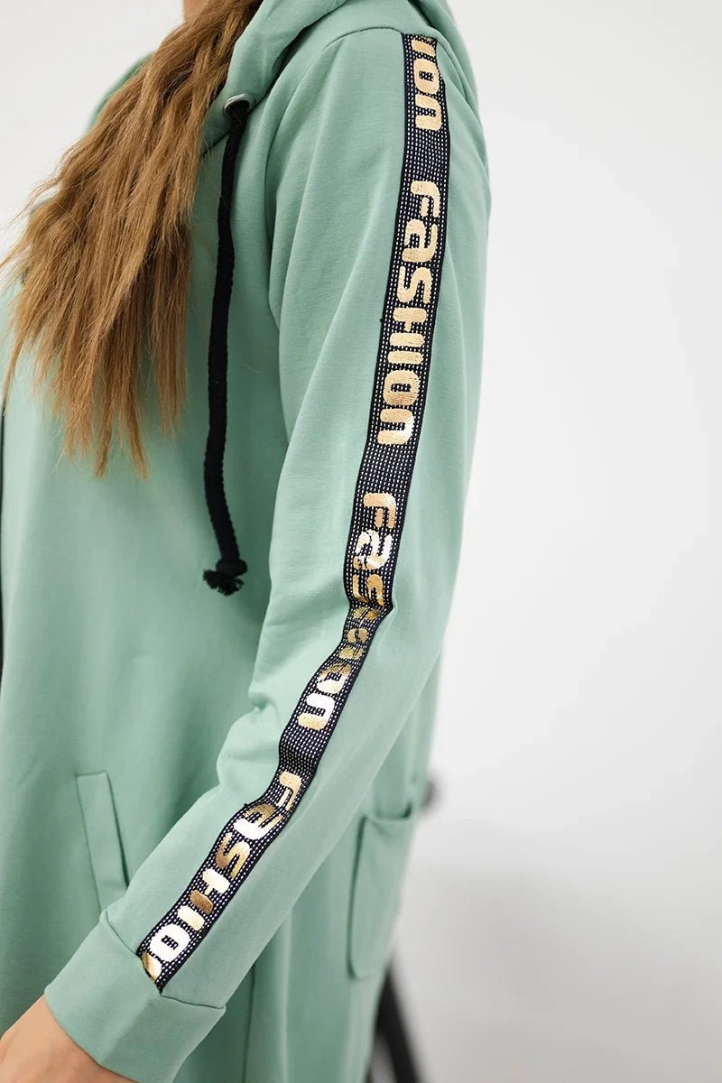 Long hoodie with zipper 8997 / – Mint || Dark цвет / color | Lexline Fashion