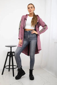 Long hoodie with zipper 8997 / – Pink || Dark цвет / color | Lexline Fashion