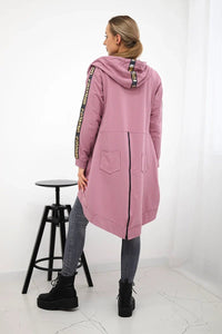 Long hoodie with zipper 8997 / – Pink || Dark цвет / color | Lexline Fashion