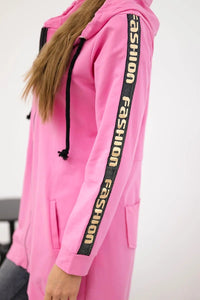 Long hoodie with zipper 8997 / – Pink || Light цвет / color | Lexline Fashion
