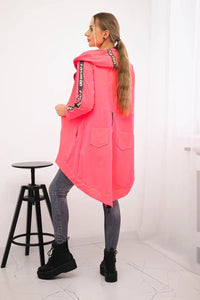Long hoodie with zipper 8997 / – Pink || Neon цвет / color | Lexline Fashion