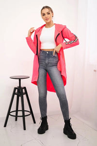 Long hoodie with zipper 8997 / – Pink || Neon цвет / color | Lexline Fashion